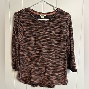 H&M Marled Pink and Black Long Sleeve Knit Top